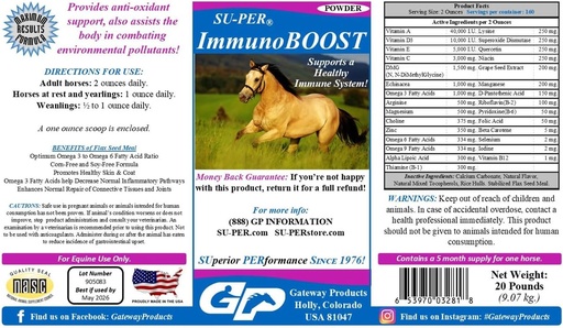 [BRSROHA7OEDQOAIU] SU-PER ImmunoBOOST Horse Anti-Oxidant Supplement - Supports Immune System & Nutritional Deficiencies - Vitamins E & C, Grape Seed Extract, Herbal Extracts - 20 Pound, 5 Month Supply