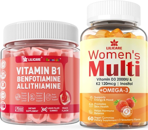 [BRSRAAIBC54BAFDH] Kvinnor Multivitamin Gummies + Vitamin B1 Gummies