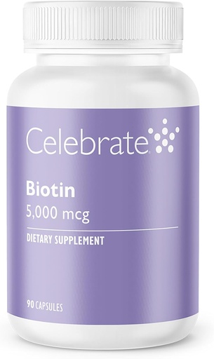 [BRSWGEIHCVYWMFA3] Tähistage Biotiin 5000 mcg - 90 Count