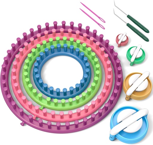 [BRSWK2T3BIMBYADI] READAEER Round Knitting Looms Set Craft Kit Tool with Hook Needle and Pompom Maker
