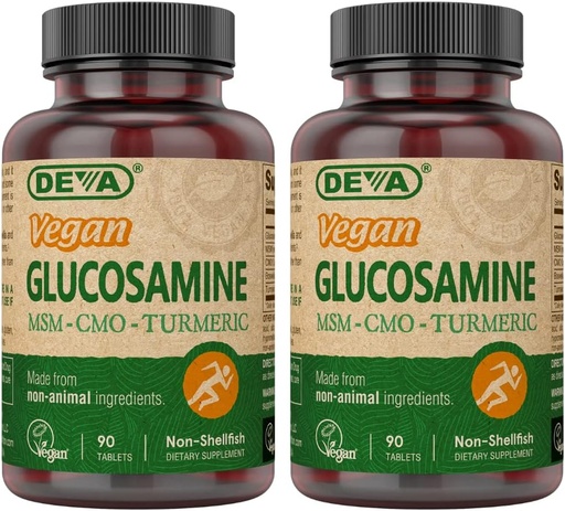 [BRSWIYYMOJ4QIELA] DEVA Glucosamina Vegan-MSM-CMO &amp; Turmeric Supplement - Gluten Free Plant Based Nutritional Supplement - 90 Tablets (Pack of 2)