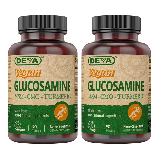 [BRSWIYYMOJ4QIELA] DEVA Vegan Glucosamine-MSM-CMO & Turmeric Supplement - Gluten Free Plant Based Nutritional Supplement - 90 Tablets (Pack of 2)