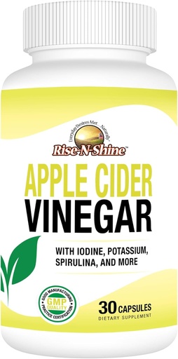 [BRSROGLRBB7GADI4] Rise-N-Shine Apple Cider Vinegar Capsules - Immune Support Vitamins - Gut Support for Women ' Men 30-Day Supply (30 Capsules)