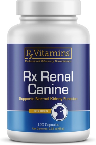 [BRSROBI7CQPAK335] Rx Vitamins Rx Renal Canine Kidney Support for Dogs - Milk Thistle Extract, Green Tea, & Cordyceps Capsules for Dogs - Dog Kidney Support Supplement - 120 ct