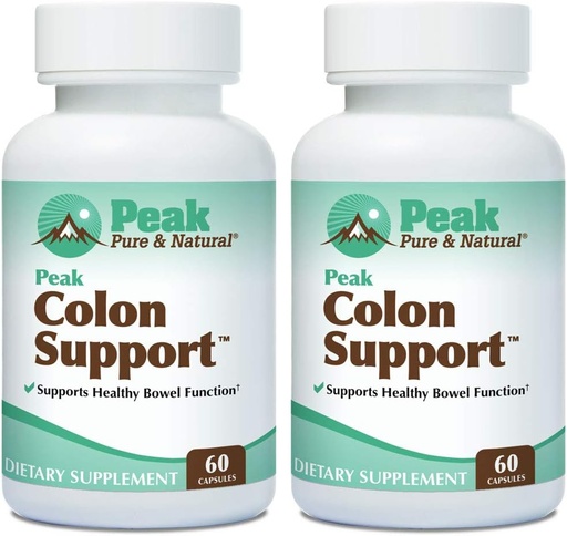 [BRSWYBIQAUJQYFLK] Peak Pure & Natural Colon Support - Colon Cleanse and Detox Supplement for Digestive Health - Gut Health Support with Inulin and Senna Leaf Extracts - with Fiber, Prebiotics, and Probiotics - 2 Pack