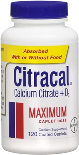 [BRSWKGYIBJYREFLI] Citracal Maximum Plus D3 Calcium Citrate, 120 Count (Pack of 2)