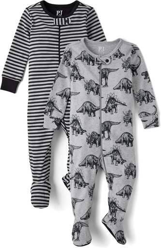 [BRSWYAYCCN7RG2TO] The Children's Place Baby And Toddler Boys Striped Snug Fit Cotton One Piece Pajamas 3-Pack