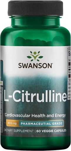 [BRSWIHYRDIMRKEDE] Swanson L- Citrulline - Natural Supplement Promotion Cardioviral Health & Energy Support - Pomaga zwiększyć krążenie - (60 kapsułek, 850mg każdy)