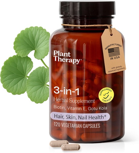 [BRSRAZD2BV5R6DLJ] Plant Therapy 3-in-1 Biotin Capsules with Vitamin E & Gotu Kola Manufactured in USA 4 Month Supply Supports Radiant Skin, Hair Growth and Strong Nails Supplements for Women 120 Vegetarian Capsule