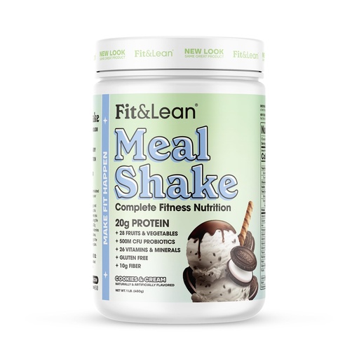 [BRSWKH3ZOF5GIDLY] Fit & Lean Meal Shake, Fat Burning Meal Replacement, Meal Replacement with Protein, Fiber, Probiotics and Organic Fruits & Vegetables, Cookies and Cream, 1lb, 10 Servings Per Container