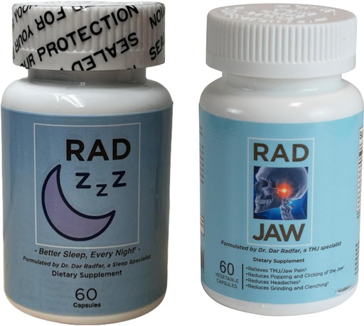 [BRSRMFI6OV4BSFLK] Rad ZZZ Rad Jaw Bundle Natural Rest Aid and TMJ Relief Supplement, Alleviate Jaw Pain, Reduce Teeth Grinding and Clenching, Developed by a Dentist, Made in The USA