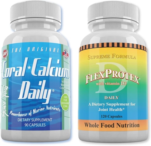 [BRSRA2YZAAIWKDTX] Daily Health - Coral Calcium Daily & FlexProtex D Bone & Joint Support Combo (1 Month Supply)