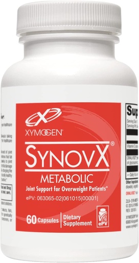 [BRSRMGQTCENAY3QZ] XYMOGEN SynovX Metabolic - Glucosamine Joint Support Supplement - Inclusief vitamine C voor toegevoegde immuunondersteuning - Veganistisch, glutenvrij en niet-GMO (60 capsules)