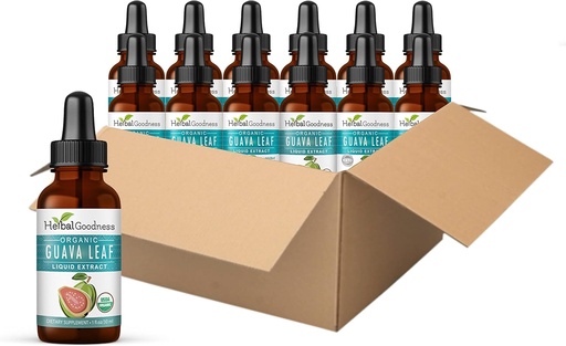 [BRSWGBAYOF7QACIV] Екстракт от листа на Гуава - Natural Guava Leaf - Поддръжка на косата, кожата и ноктите, Храносмилане и имунитет - Здраве и уелнес - Non-GMO -1oz Liquid - Билкова доброта (пакет от 12)