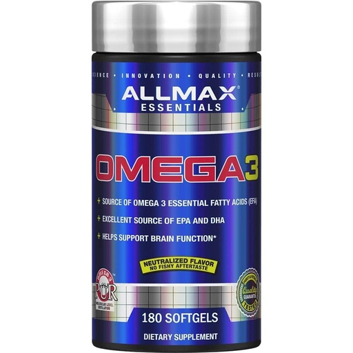 [BRSWIYIHBMDAYHLA] ALLMAX Omega 3-180 Softgels - Cold-Water Fish Oil Concentrate - 180 Servings