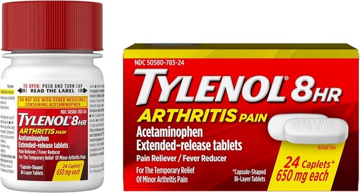 [BRSWKHQTDMMBEFLL] Tylenol 8 Hour Arthritis Pain Tablets with Acetaminophen for Joint Pain, 24 ct