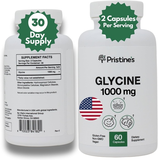 [BRSROBT7A4BQM3L5] Una etiqueta antiga Glycine 1000MGino Acid suplementari support Capsules - 30 dies Trampy - Muscle Recovery, Kidney Health and Collage Formation