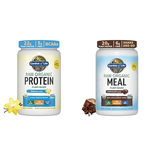 [BRSROAIKCIMBOGTP] Garden of Life Organic Vegan Vanilla Protein Powder 22g & Digestive Enzymes for Easy Digestion – Non-GMO & Raw Organic Meal Replacement Shakes - Chocolate Plant Based Vegan Protein Powder