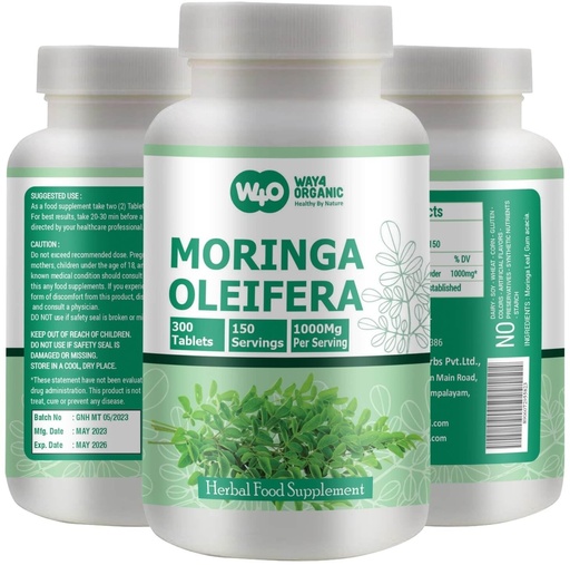 [BRSRO2YQAQCRUYDA] Moringa Leaf Powder Capsules (Tablets) - 300 Pills, 150 Servings, 1000 mg (1 Pack)