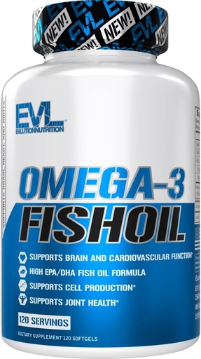 [BRSWGYI3OIBBQYL3] Evlution 营养三强 Omega 3 鱼油 - Burpless Fish Oil EPA DHA Omega 3 易吞食Citrus Flavor Softgels的补编 - 肠内织鱼油补充 - 120 计数
