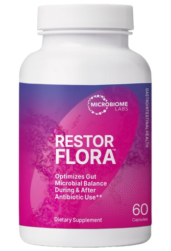 [BRSWIHAIBQNBGGDI] Microbiome Labs Restorflora Probiotics for Digestive Health - Gut Health Supplements with Dual Action Probiotics for Women & Men - Support Bowel Regularity & Immune Function (60 Capsules)