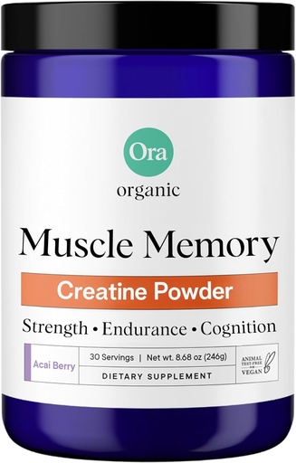 [BRSRAAY2A4OWMYI7] Ora Organic Creatine Monohydrate Powder - German-Sourced Creavitalis for Strength, elevATP for Energy, D-Ribose & Taurine for Recovery - Creatine for Women &amp; Men - Acai Berry Flavor, 30 Servings