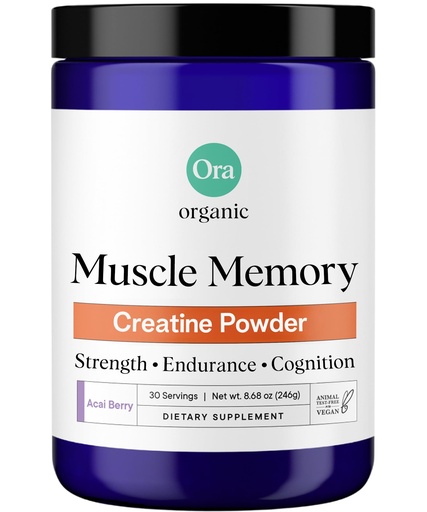 [BRSRAAY2A4OWMYI7] Ora Organic Creatine Monohydrate Powder, Micronized Creatine for Women & Men, German-Sourced Creavitalis for Strength, elevATP for Energy, D-Ribose & Taurine for Recovery, Acai Berry Flavor, 30 Serv