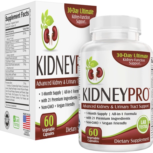 [BRSWGCAHOAOWYG3K] KidneyPRO: with 21 Kidney Health Support Supplements in 1 Formula | Men & Women | Kidney Supplement Complex | 60 Capsules
