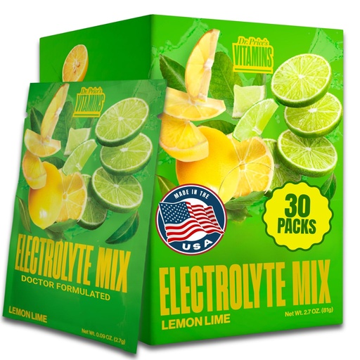 [BRSWIEIRPIOGGDTA] Dr. Price’s Electrolytes Powder Packets – Lemon Lime, 30 Packs | Sugar Free Electrolytes | Hydration Drink Mix, 72+ Trace Minerals, Manganese | Keto Electrolytes, Vegan, Doctor-Formulated, Made in USA