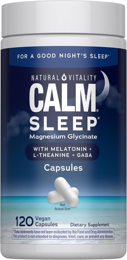 [BRSW2YL5OZYWA33K] Doğal Vitality Calm Sleep Magnezyum Supplement, Melatonin & Magnezyum Citrate, Sleep Aid Capsules, Gluten Free, Vegan, Non-GMO, Helps The Body Ease into Sleep, 120 Capsules