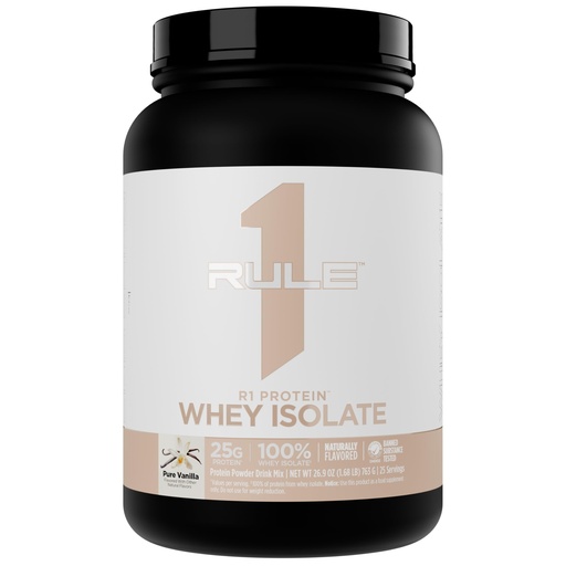 [BRSWKED2AAPBAA36] Rule 1 Naturally Flavored R1 Protein - Pure Whey Isolate and Hydrolyzed Whey Isolate Protein Powder with Natural Flavors, 25g Protein, & 6g BCAAs Per Serving (1.7 Pounds, Pure Vanilla)