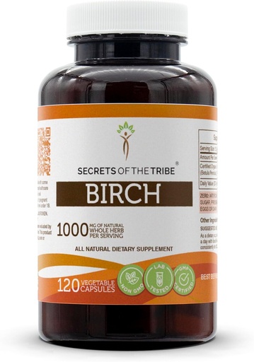 [BRSWGBI5DMBGKETB] Secrets of the Tribe Birch 120 Capsules, 1000 mg, Birch (Betula Pendula) Dried Leaf (120 Capsules)