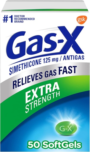 [BRSWKFI4AEOWMFTA] Gas-X Extra Strength Gas Relief Softgels with Simeticone 125 mg - 50