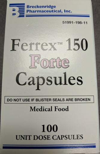 [BRSWECQKBZYRAHQ2] Ferrex 150 Forte Capsules - 100 Count Blister Pack
