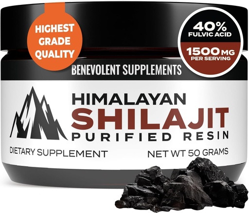 [BRSROGINDIGWCAD6] Pure Himalayan Shilajit Resin 1500mg | 40% Fulvic Acid (Maximum Potency) | Natural Shilajit for Men & Women with 85+ Trace Minerals Supplement for Energy & Performance | Non GMO | 50 Grams