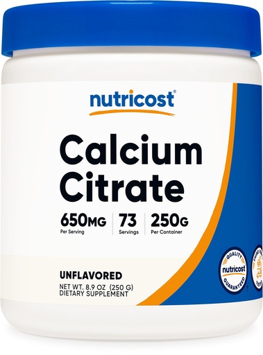 [BRSWECQ5DIIB63LH] Nutricost Calcium Citrate Powder (250 Grams) Unflavored