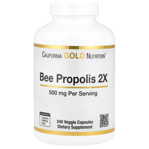 [BRSWKZL4BEBW2F3O] California Gold Nutrition Bee Propolis 2X Potency, Concentrated Extract 500 mg, Equivalent to 1000 mg of Natural Propolis, Support Immune Health & Vitality*, 240 Veggie Capsules