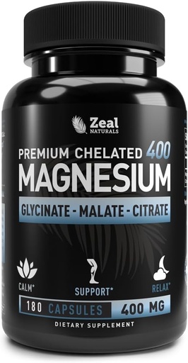 [BRSWGAT7AQDR6DYY] Glycinato de Magnesio Chelado Premium, Malato, citrato (400mg | 180 cápsulas) Complexo de Magnesio Triplo Blend en Magnesio Malato Magnesio Glycinato e Citrato de Magnesio