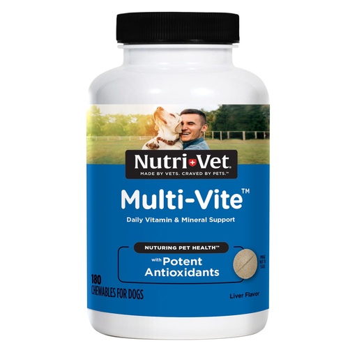 [BRSWKFIKCNYBGGTI] Nutri-Vet Multi-Vite Chewables for Adult Dogs, Daily Multivitamin & Mineral Supplement for Overall Health, Immune Support, and Balanced Nutrition, 180 Count