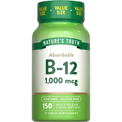 [BRSROYL5AUJQIE37] Nature's Truth Vitamin B12 | 1000 mcg | 150 Softgels | Non-GMO & Gluten Free Supplement