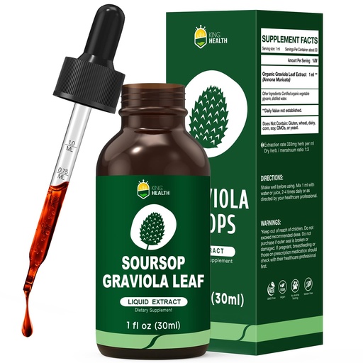 [BRSW2AIPCANAI2AU] Organic Soursop Graviola Leaf Extract Liquid Drops | Soursop Bitters Liquid | GMP Certified | Vegan, Non-GMO, Gluten Free | Immune Support | 1 Fl Oz