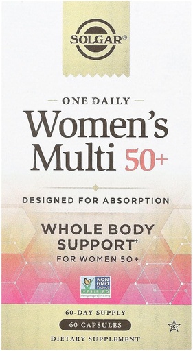 [BRSROGQTA4BQYG33] Solgar One Daily Women's Multi 50+ Whole Body Support for Women 50 and Golder - Υψηλή απορροφήσιμη καρδιά, οστά & στήθος υγεία, ενέργεια, άγχος, δέρμα μαλλιών & νύχια Multivitamin, 60 Vegan κάψουλα εξυπηρετεί