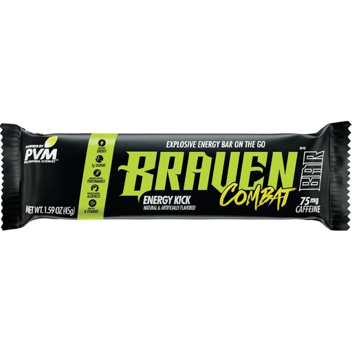 [BRSRMGIFPIARSF3L] Braven Combat Energy Kick Energy Bars with Caffeine (1.59 oz, Pack of 20) – On-The-Go Energy Bars with 75mg Caffeine – Gluten Free Energy Snacks – Alternative to Energy Chews with Caffeine