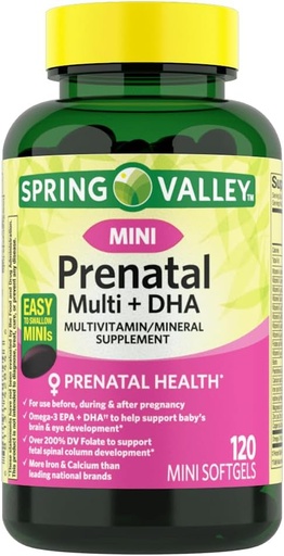 [BRSROFQOCR7QIF3A] IKJ Mini Prenatal Multi + DHA Complete Multivitamin/Multimineral Supplement Mini Softgels, 120 Count