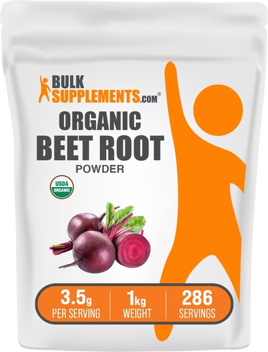 [BRSWKZICDIMBOHLO] BulkSupplements.com Organic Beet Root Powder - Superfood Supplement, Beet Root Supplements - Vegan & Gluten Free, 3.5g per Serving, 1kg (Pack of 5) (11 lbs)