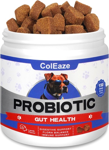 [BRSRAFA6A4PA4FI7] Probiotics for Dogs, 150 Chews Dog Probiotics for Digestive Health, Dog Probiotics Chews with 6 Digestive Enzymes for Gut Health, Diarrhea, Itchy Skin and Itchy Ears Immunity - Lamb Flavor