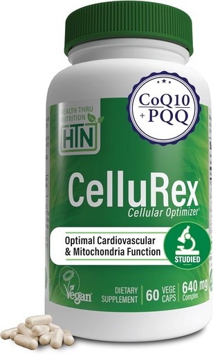 [BRSWG2Y5OQBQYFL7] Health Thru Nutrition CoQ10 Plus PQQ and Red Spinach | Cellurex | Cellular Optimizer for Brain Circulation Energy and Mitochondria Function Support | Certified Vegan | Non-GMO (Pack of 60)