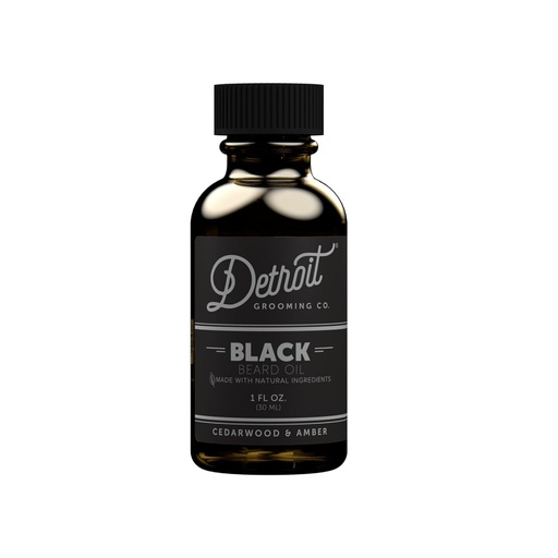 [BRSWG2T4CB7WGCL3] Detroit Grooming Beard Oil | Hydrating & Nourishing Formula with Vitamin | Cedarwood & Amber • Black (1 oz)
