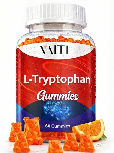 [BRSRAEITDEAQK2A4] VAITE L Tryptophan 1000mg Gummies – Chewable Supplement for Positive Outlook, Calm Support & Inner Balance, 60 Vegan Gummy to Promote Restful Nights, Support Mental Focus & Encourage Peaceful Sleep