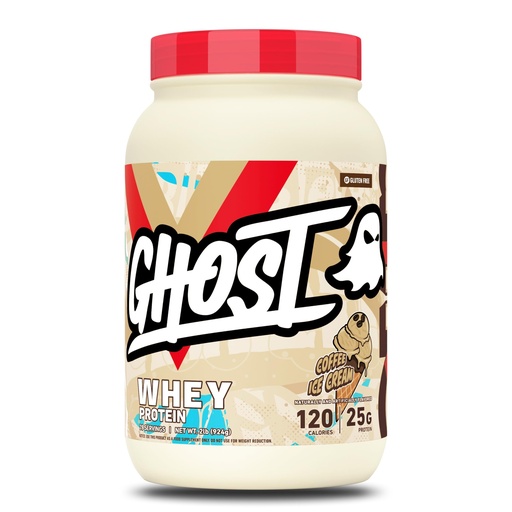 [BRSWGFAYCMFA43Q2] GHOST Whey Protein Powder, Coffee Ice Cream - 2LB, 25G of Protein - Whey Protein Blend - ­Post Workout Fitness & Nutrition Shakes, Smoothies, Baking & Cooking - Soy & Gluten-Free